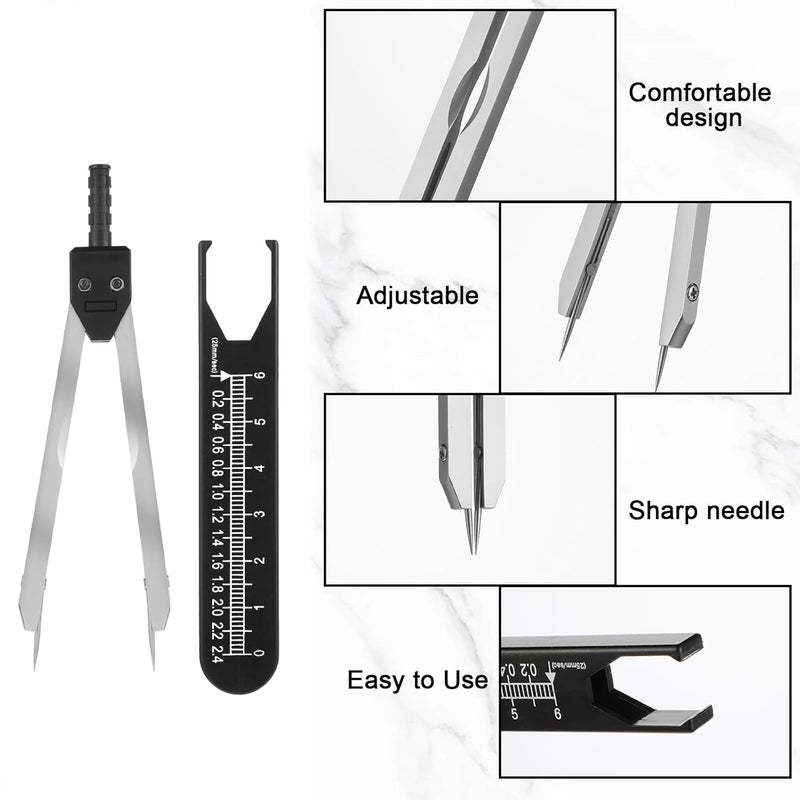Jeffdad EKG Calipers ECG Calipers Measuring Tool Nursing or Doctor Caliper Divider for Measuring Drafting Electrocardiographs wif Ruler(Black) - Image 3